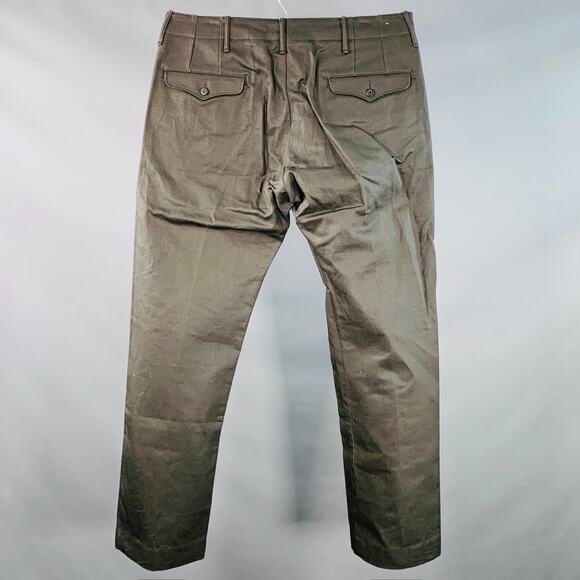Size 36 Grey Black Cotton Selvedge Twill Straight Button Fly Casual Pants - Picture 2 of 7